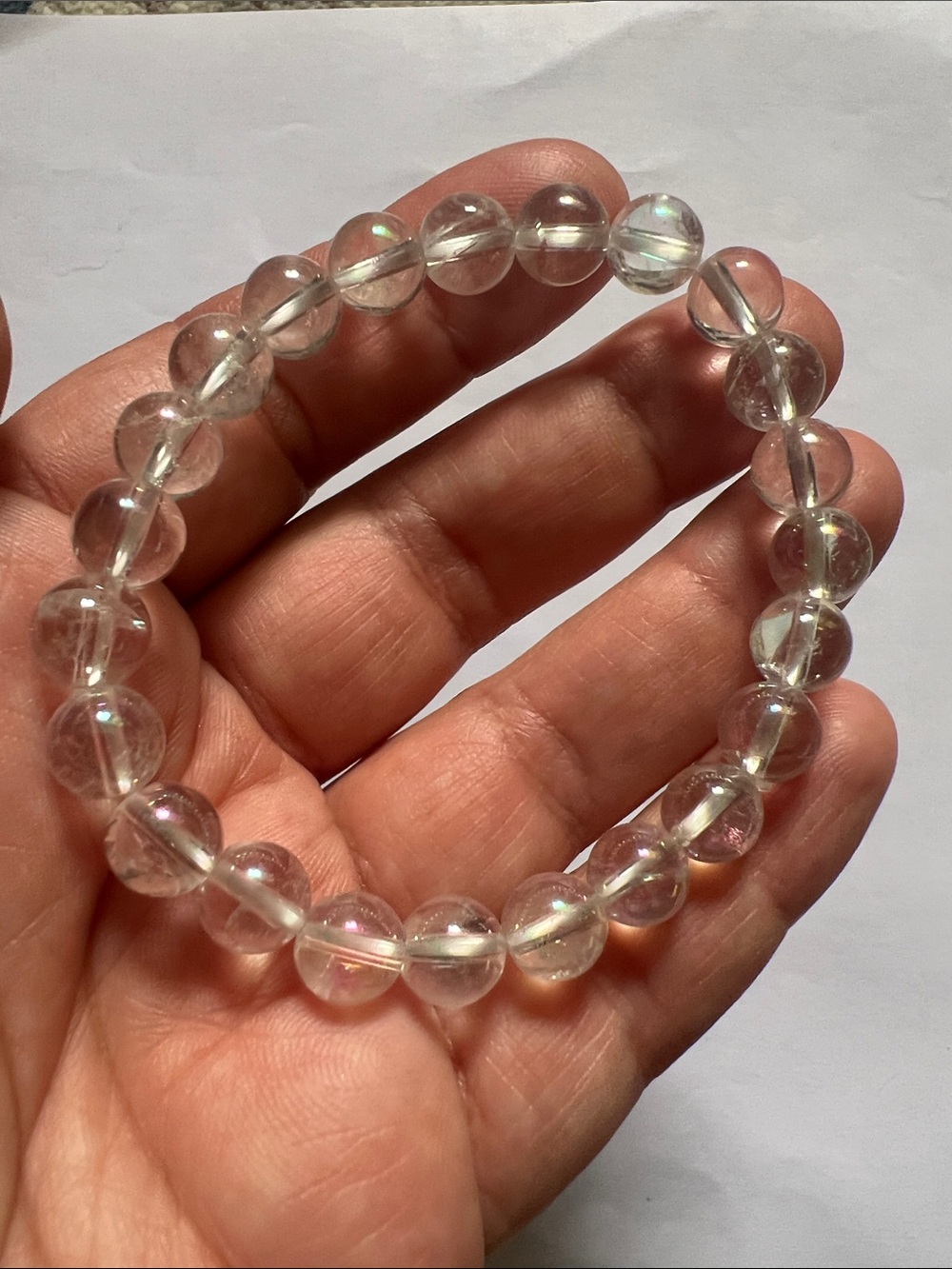 Rainbow Aura Quartz Beaded Bracelet ✨🌈